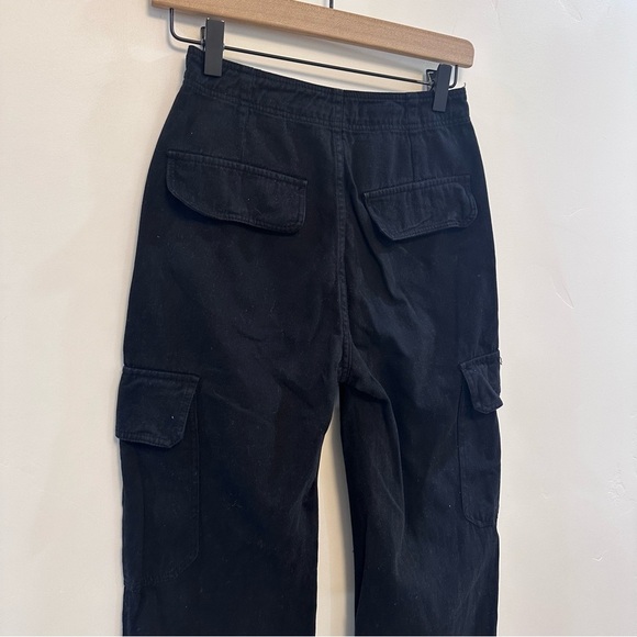 ZARA black pants Womens Size 0 High Rise Straight Leg Cargo Pocket Pants Baggy - Picture 8 of 9